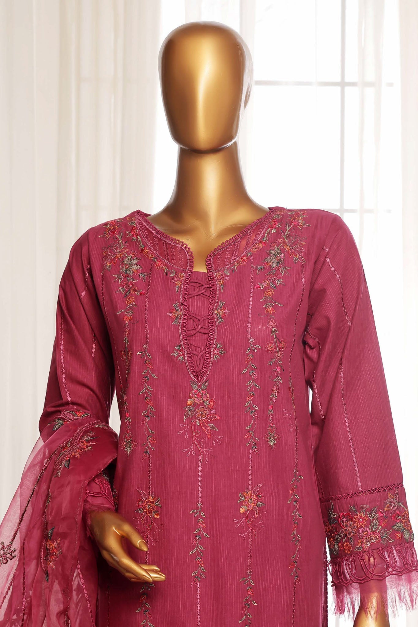 Sada Bahar Stitched 3 Piece Luxury Emb Spring Vol-03 Collection-LEL3-MK-36-Magenta