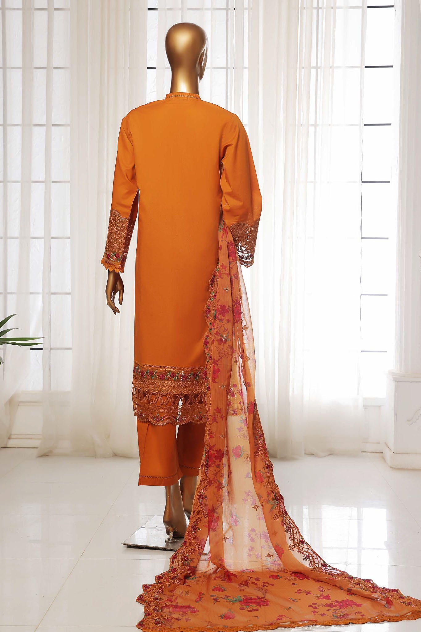 Sada Bahar Stitched 3 Piece Luxury Emb Spring Vol-03 Collection-LEL3-MK-37-Golden