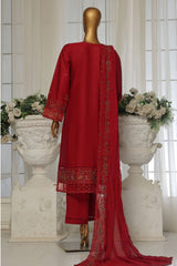 Sada Bahar Stitched 3 Piece Luxury Emb Spring Vol-04 Suit-LEL4-MK41-Maroon