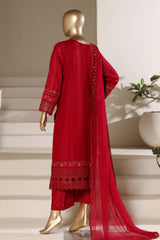 Sada Bahar Stitched 3 Piece Luxury Emb Festive Vol-06 Suit-LEL6-MK-2512-RED