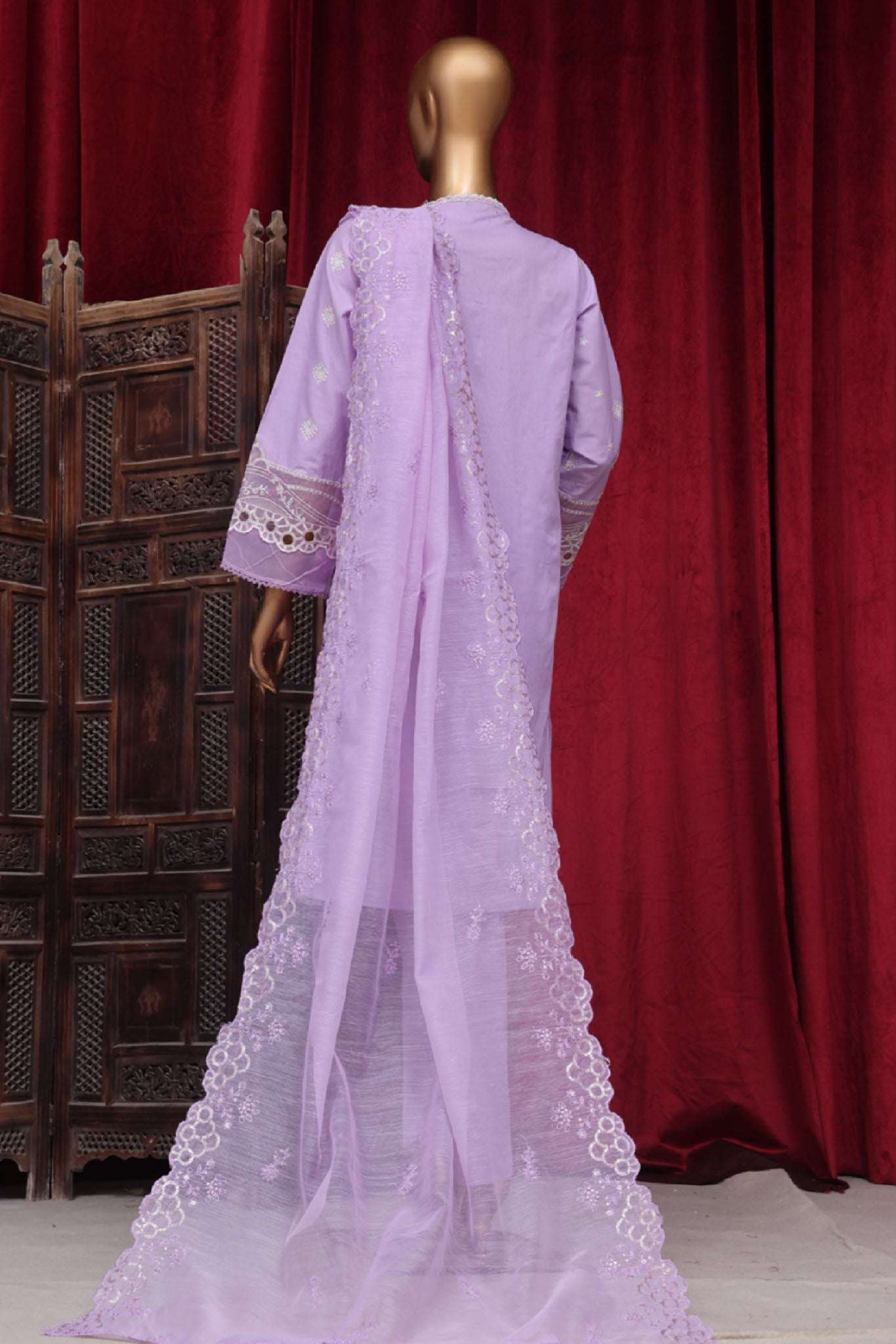 Bin Saeed Stitched 3 Piece Luxury Plain Cotton Vol-01 Collection-LF-005-Lilac