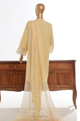 Bin Saeed Stitched 3 Piece Luxury Plain Cotton Collection-LF-1492-Yellow