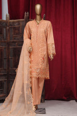 Bin Saeed Stitched 3 Piece Luxury Plain Cotton Vol-01 Collection-LF-025-Peach