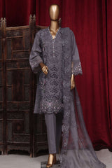 Bin Saeed Stitched 3 Piece Luxury Plain Cotton Vol-01 Collection-LF-037-Grey