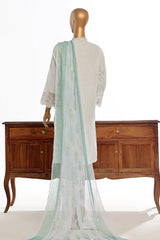 Bin Saeed Stitched 3 Piece Luxury Plain Cotton Collection-LF-1496-Off White