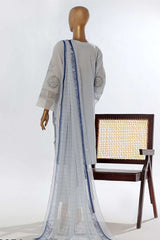 Bin Saeed Stitched 3 Piece Luxury Plain Cotton Collection-LF-065-A-Sky