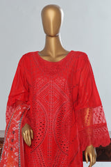 Bin Saeed Stitched 3 Piece Luxury Emb Cotton Vol-04 Suit-LF-1152-Red