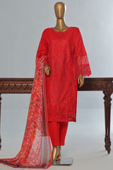 Bin Saeed Stitched 3 Piece Luxury Emb Cotton Vol-04 Suit-LF-1152-Red