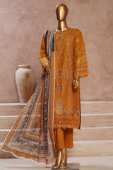 Bin Saeed Stitched 3 Piece Luxury Emb Cotton Vol-05 Suit-LF-1194-Mustard