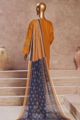 Bin Saeed Stitched 3 Piece Luxury Emb Cotton Vol-05 Suit-LF-1195-Mustard