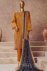 Bin Saeed Stitched 3 Piece Luxury Emb Cotton Vol-05 Suit-LF-1195-Mustard
