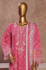 Bin Saeed Stitched 3 Piece Luxury Emb Cotton Vol-05 Suit-LF-1196-Magenta