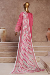 Bin Saeed Stitched 3 Piece Luxury Emb Cotton Vol-05 Suit-LF-1196-Magenta