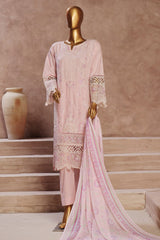 Bin Saeed Stitched 3 Piece Luxury Emb Cotton Vol-05 Suit-LF-1197-Pink