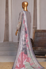Bin Saeed Stitched 3 Piece Luxury Emb Cotton Vol-05 Suit-LF-1198-Grey