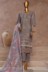 Bin Saeed Stitched 3 Piece Luxury Emb Cotton Vol-05 Suit-LF-1199-Grey