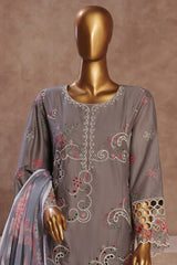 Bin Saeed Stitched 3 Piece Luxury Emb Cotton Vol-05 Suit-LF-1199-Grey