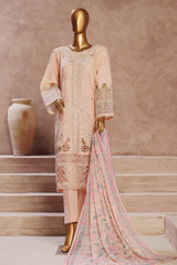 Bin Saeed Stitched 3 Piece Luxury Emb Cotton Vol-05 Suit-LF-1201-Peach