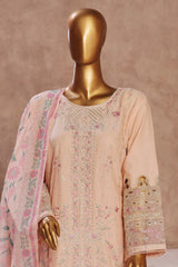 Bin Saeed Stitched 3 Piece Luxury Emb Cotton Vol-05 Suit-LF-1201-Peach