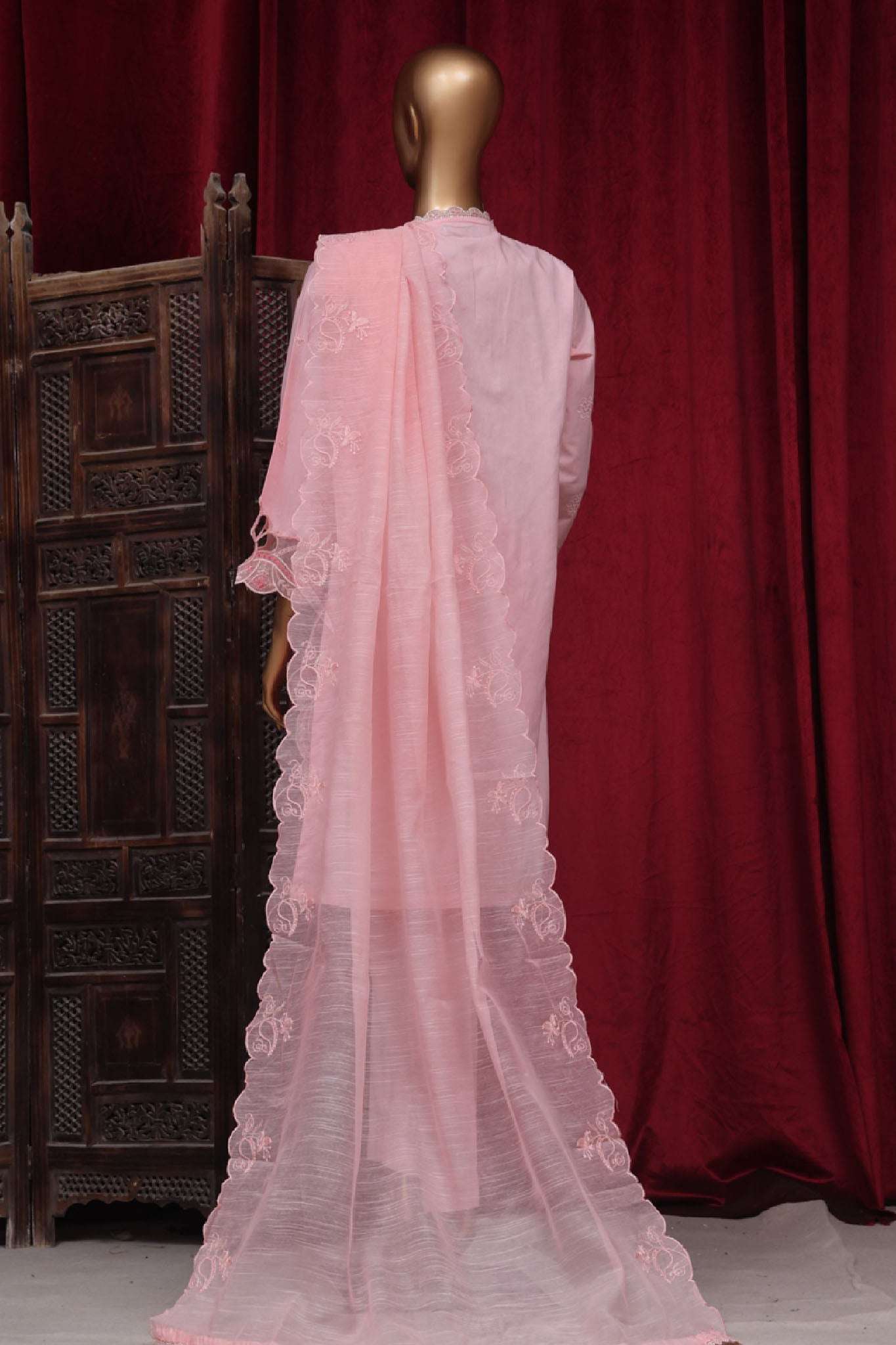 Bin Saeed Stitched 3 Piece Luxury Plain Cotton Vol-01 Collection-LF-132-Pink