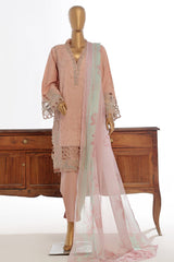 Bin Saeed Stitched 3 Piece Luxury Plain Cotton Collection-LF-1488-T.Pink