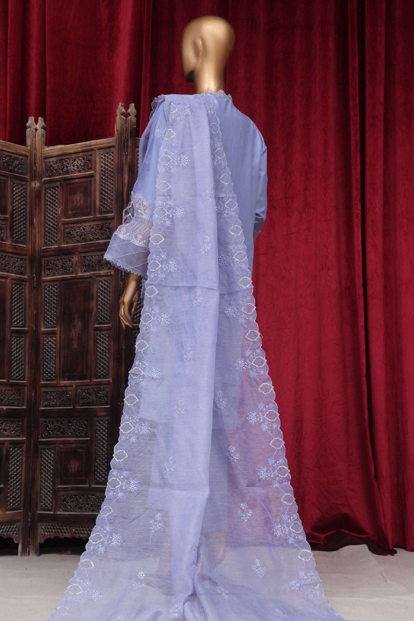 Bin Saeed Stitched 3 Piece Luxury Plain Cotton Vol-01 Collection-LF-143-B-Purple