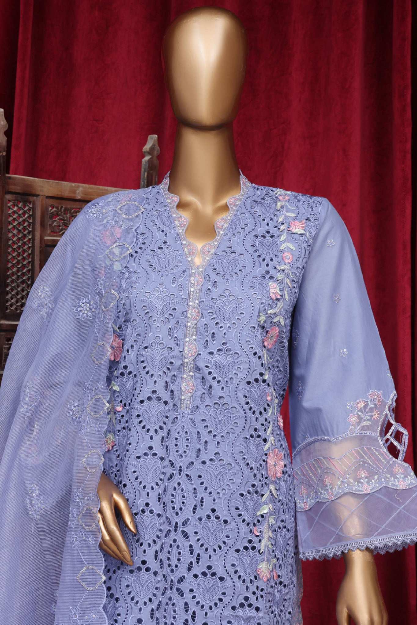 Bin Saeed Stitched 3 Piece Luxury Plain Cotton Vol-01 Collection-LF-143-B-Purple