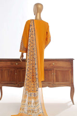 Bin Saeed Stitched 3 Piece Luxury Plain Cotton Collection-LF-145-C-Mustard