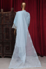 Bin Saeed Stitched 3 Piece Luxury Plain Cotton Vol-01 Collection-LF-150-B-Sky