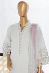 Bin Saeed Stitched 3 Piece Luxury Plain Cotton Vol-02 Collection-LF-1606-Sky