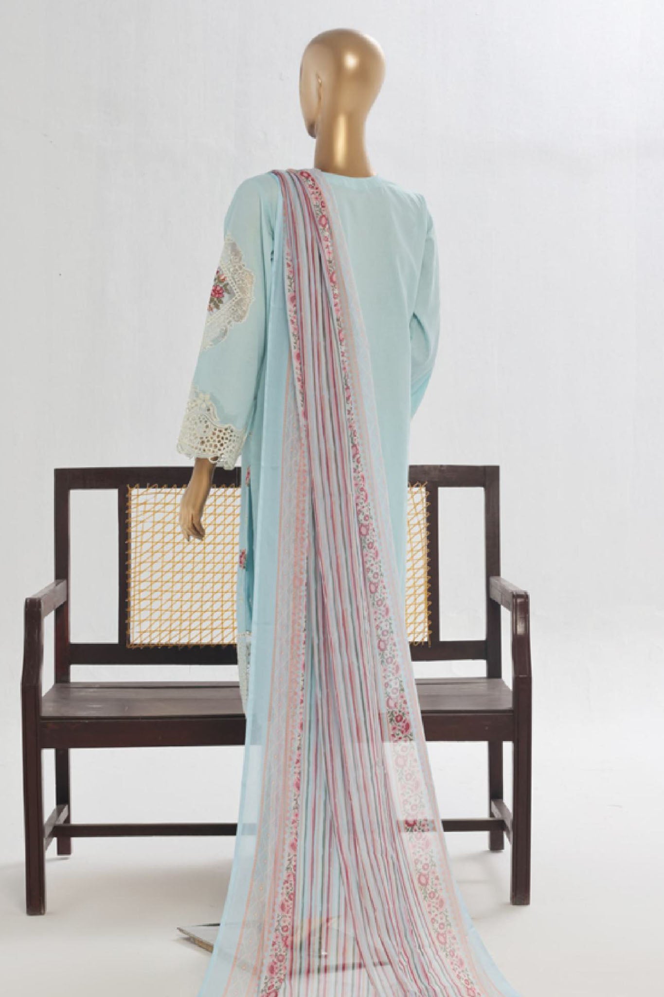 Bin Saeed Stitched 3 Piece Luxury Plain Cotton Vol-02 Collection-LF-1609-Ferozi