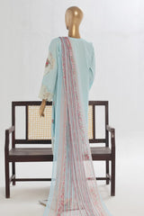 Bin Saeed Stitched 3 Piece Luxury Plain Cotton Vol-02 Collection-LF-1609-Ferozi