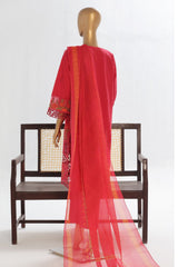 Bin Saeed Stitched 3 Piece Luxury Plain Cotton Vol-02 Collection-LF-1611-Red