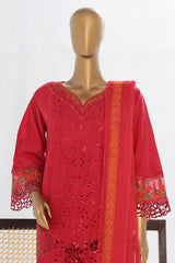 Bin Saeed Stitched 3 Piece Luxury Plain Cotton Vol-02 Collection-LF-1611-Red