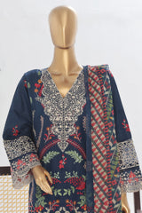Bin Saeed Stitched 3 Piece Luxury Plain Cotton Vol-02 Collection-LF-1612-Blue