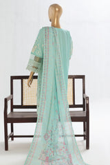 Bin Saeed Stitched 3 Piece Luxury Plain Cotton Vol-02 Collection-LF-1613-Ferozi