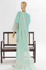 Bin Saeed Stitched 3 Piece Luxury Plain Cotton Vol-02 Collection-LF-1614-Ferozi