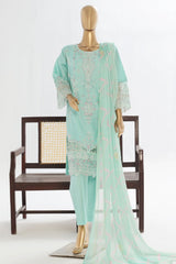 Bin Saeed Stitched 3 Piece Luxury Plain Cotton Vol-02 Collection-LF-1614-Ferozi