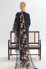 Bin Saeed Stitched 3 Piece Luxury Plain Cotton Vol-02 Collection-LF-1615-Blue