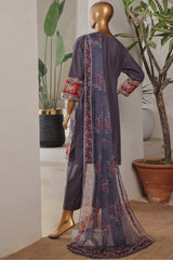 Bin Saeed Stitched 3 Piece Plain Lawn Vol-01 Collection'2025-LF-2273-Grey