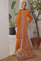 Bin Saeed Stitched 3 Piece Plain Lawn Vol-01 Collection'2025-LF-2274-Mustard