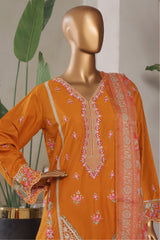Bin Saeed Stitched 3 Piece Plain Lawn Vol-01 Collection'2025-LF-2278-Mustard