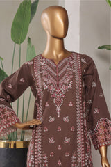 Bin Saeed Stitched 3 Piece Plain Lawn Vol-01 Collection'2025-LF-2279-A Brown