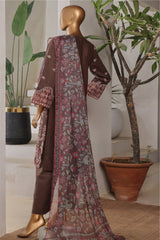 Bin Saeed Stitched 3 Piece Plain Lawn Vol-01 Collection'2025-LF-2279-A Brown