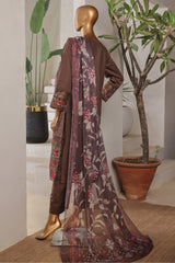 Bin Saeed Stitched 3 Piece Plain Lawn Vol-01 Suit-LF-2280-B Brown