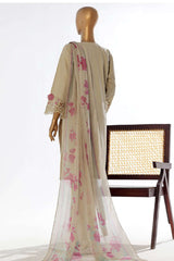 Bin Saeed Stitched 3 Piece Luxury Plain Cotton Collection-LF-27-B-Off White