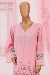 Bin Saeed Stitched 3 Piece Emb Chikankari Lawn Suit-LF-709-Pink
