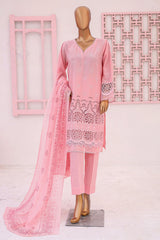 Bin Saeed Stitched 3 Piece Emb Chikankari Lawn Suit-LF-709-Pink