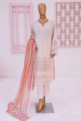 Bin Saeed Stitched 3 Piece Emb Chikankari Lawn Suit-LF-712-Peach