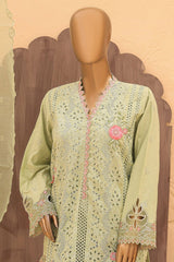 Hoor By Bin Saeed Stitched 3 Piece Festive 3D Flower Cutwork Kari Emb Lawn Suit-LF-819-Pista